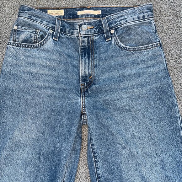 LEVI'S RE-RELEASE BIG E BAGGY DAD ULTRA WIDE LEG BLUE DENIM JEANS  EUC - W25 L32 - Picture 3 of 11